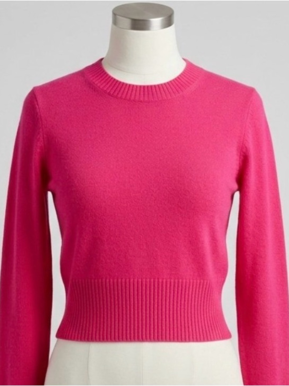 J.Crew Cropped Crewneck Sweater - Vibrant Hot Pink / Fuchsia